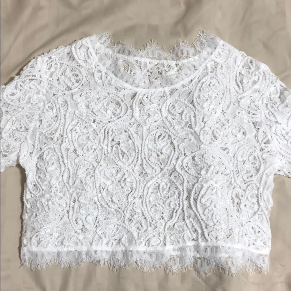 White lace crop top